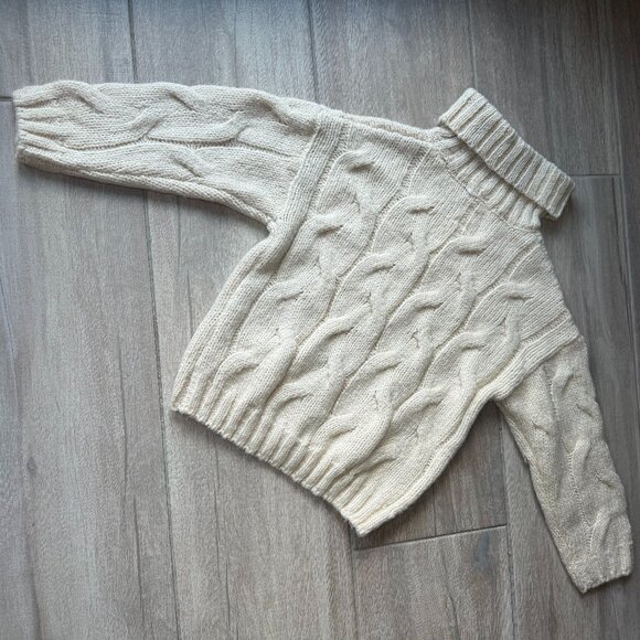 ZARA Kids Fancy Collection Kids Cable Knit Turtleneck Sweater Cream 9 Years Old - Picture 5 of 5